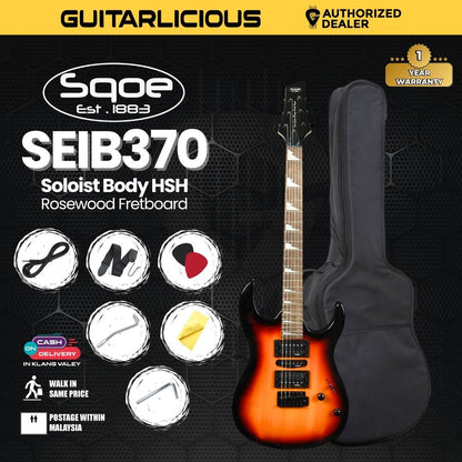 SQOE SEIB-370 Soloist Body HSH Electric Guitar with Rosewood Fretboard ( SEIB370 / SEIB / SEIB 370 )