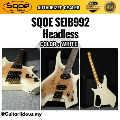 SQOE SEIB992 Headless Burl Maple, Mahogany HH Electric Guitar ( SEIB-992 / SE-IE992 / SEIE )