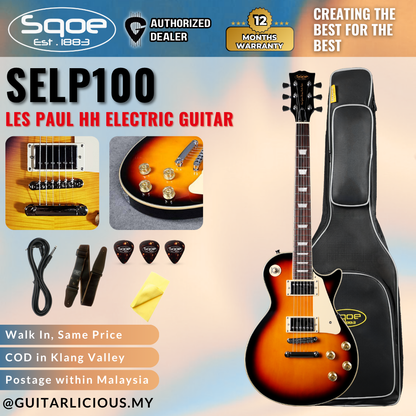 SQOE SELP100 Les Paul Body HH Electric Guitar Rosewood Fretboard