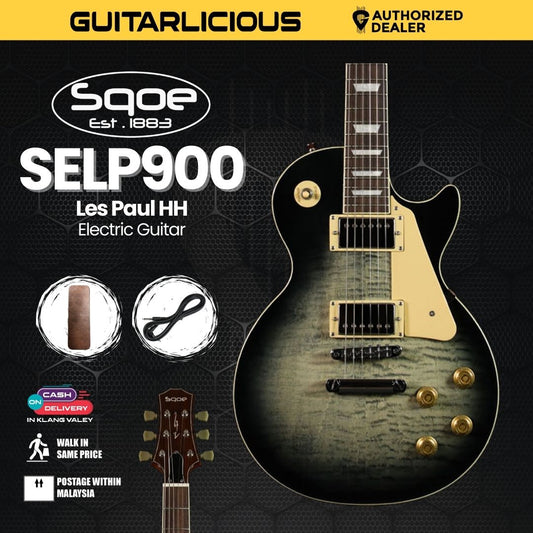 SQOE SELP900 Les Paul Custom Series HH Electric Guitar with Hardcase - ( SELP / SELP900 / SELP-900 )