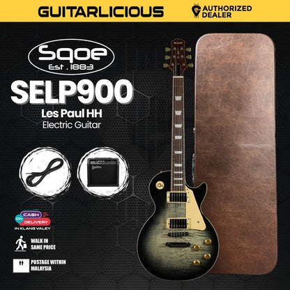 SQOE SELP900 Les Paul Custom Series HH Electric Guitar with Hardcase - ( SELP / SELP900 / SELP-900 )