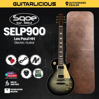 SQOE SELP900 Les Paul Custom Series HH Electric Guitar with Hardcase - ( SELP / SELP900 / SELP-900 )
