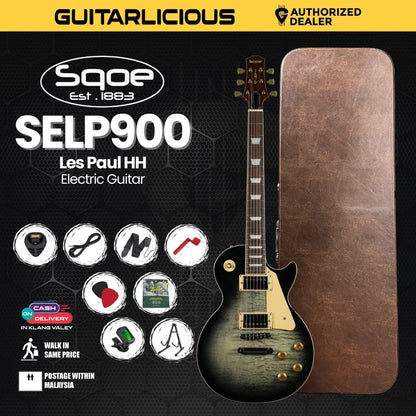 SQOE SELP900 Les Paul Custom Series HH Electric Guitar with Hardcase - ( SELP / SELP900 / SELP-900 )