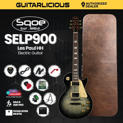 SQOE SELP900 Les Paul Custom Series HH Electric Guitar with Hardcase - ( SELP / SELP900 / SELP-900 )