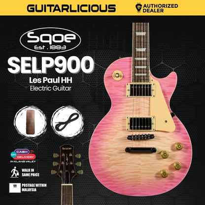 SQOE SELP900 Les Paul Custom Series HH Electric Guitar with Hardcase - ( SELP / SELP900 / SELP-900 )