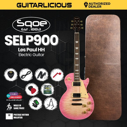 SQOE SELP900 Les Paul Custom Series HH Electric Guitar with Hardcase - ( SELP / SELP900 / SELP-900 )