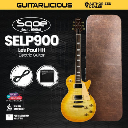 SQOE SELP900 Les Paul Custom Series HH Electric Guitar with Hardcase - ( SELP / SELP900 / SELP-900 )
