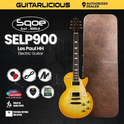 SQOE SELP900 Les Paul Custom Series HH Electric Guitar with Hardcase - ( SELP / SELP900 / SELP-900 )