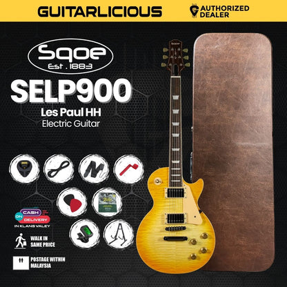 SQOE SELP900 Les Paul Custom Series HH Electric Guitar with Hardcase - ( SELP / SELP900 / SELP-900 )