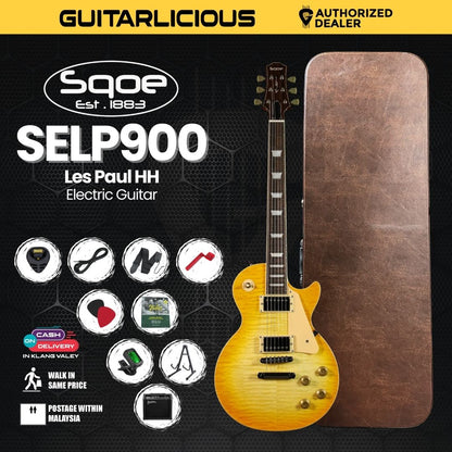 SQOE SELP900 Les Paul Custom Series HH Electric Guitar with Hardcase - ( SELP / SELP900 / SELP-900 )