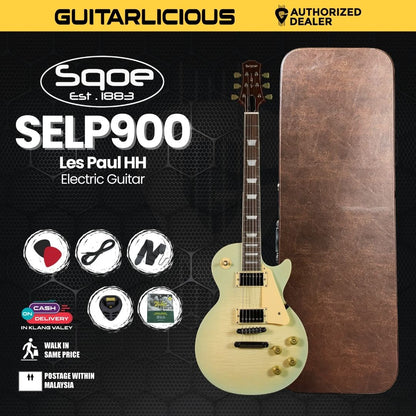 SQOE SELP900 Les Paul Custom Series HH Electric Guitar with Hardcase - ( SELP / SELP900 / SELP-900 )