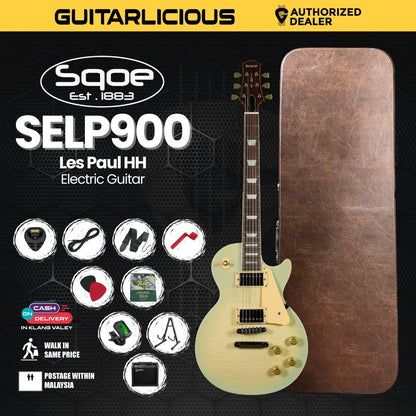 SQOE SELP900 Les Paul Custom Series HH Electric Guitar with Hardcase - ( SELP / SELP900 / SELP-900 )
