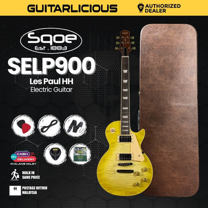 SQOE SELP900 Les Paul Custom Series HH Electric Guitar with Hardcase - ( SELP / SELP900 / SELP-900 )