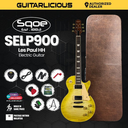 SQOE SELP900 Les Paul Custom Series HH Electric Guitar with Hardcase - ( SELP / SELP900 / SELP-900 )