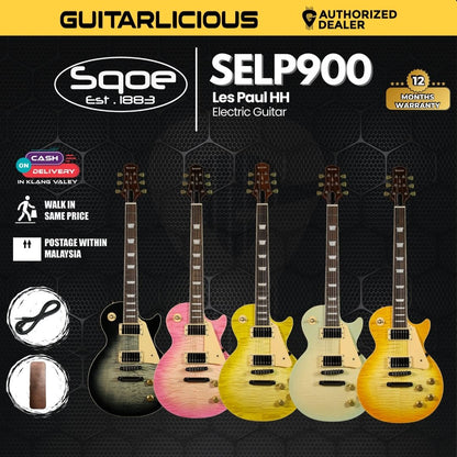 SQOE SELP900 Les Paul Custom Series HH Electric Guitar with Hardcase - ( SELP / SELP900 / SELP-900 )
