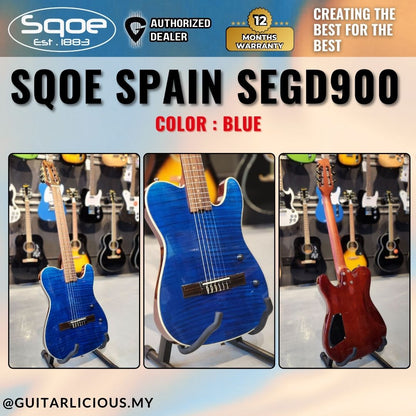 SQOE Spain SEGD900 Electroacoustic Silent Nylon Guitar with Piezo Pickups, Quilted Maple Top