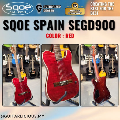 SQOE Spain SEGD900 Electroacoustic Silent Nylon Guitar with Piezo Pickups, Quilted Maple Top