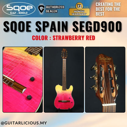 SQOE Spain SEGD900 Electroacoustic Silent Nylon Guitar with Piezo Pickups, Quilted Maple Top