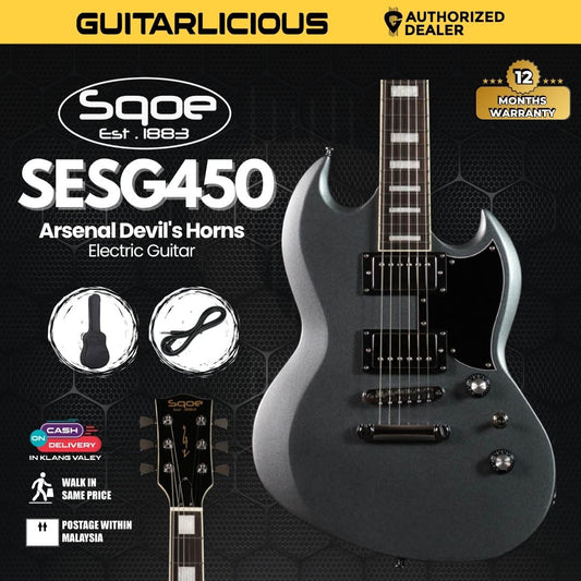 SQOE SESG450 Arsenal Devil's Horns Electric Guitar - ( SESG450 / SESG 450 )