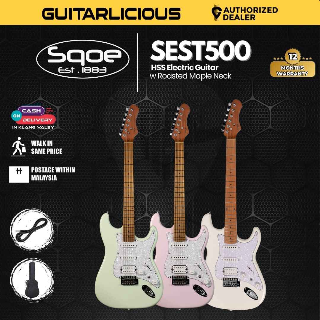 SQOE SEST500 HSS Electric Guitar w Roasted Maple Neck