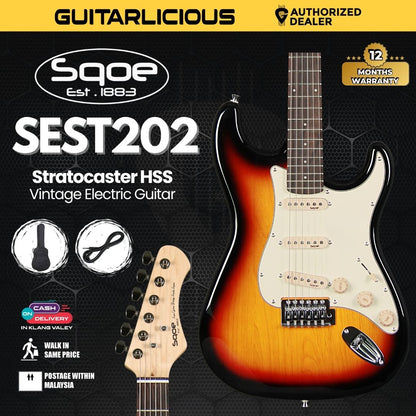SQOE SEST202 Stratocaster Body SSS Electric Guitar , Rosewood Fretboard ( SEST / SEST-202 / ST 202 )