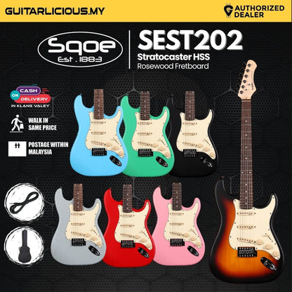 SQOE SEST202 Stratocaster Body SSS Electric Guitar , Rosewood Fretboard ( SEST / SEST-202 / ST 202 )