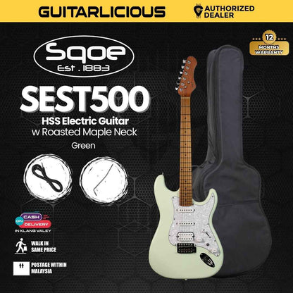 SQOE SEST500 HSS Electric Guitar w Roasted Maple Neck