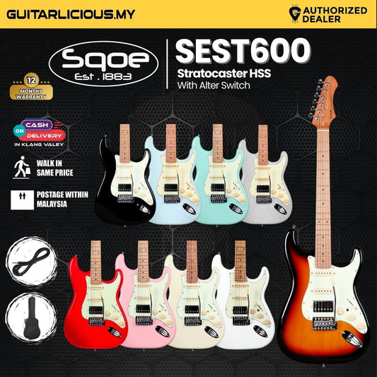 SQOE SEST600 Stratocaster Body HSS Electric Guitar, Roasted Maple Fretboard ( SEST / SEST-600 / ST 600 )
