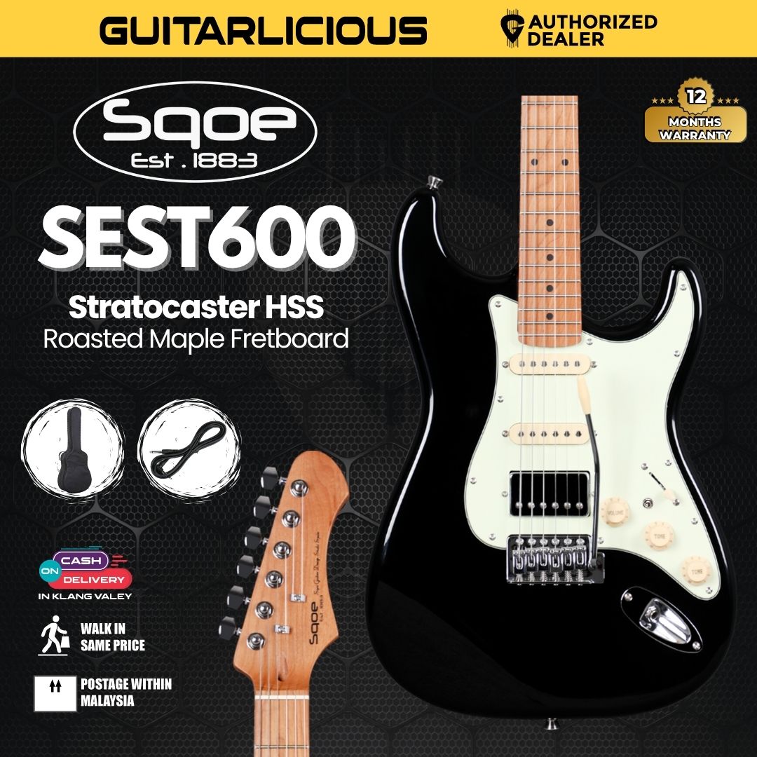 SQOE SEST600 Stratocaster Body HSS Electric Guitar, Roasted Maple Fretboard ( SEST / SEST-600 / ST 600 )