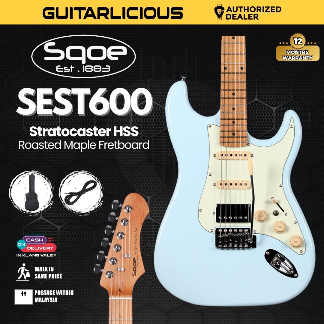 SQOE SEST600 Stratocaster Body HSS Electric Guitar, Roasted Maple Fretboard ( SEST / SEST-600 / ST 600 )