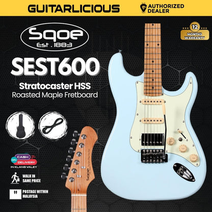 SQOE SEST600 Stratocaster Body HSS Electric Guitar, Roasted Maple Fretboard ( SEST / SEST-600 / ST 600 )