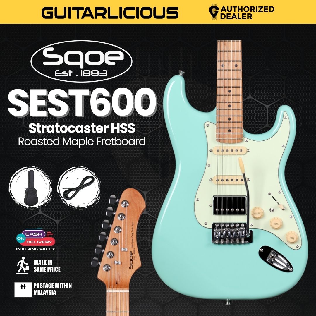 SQOE SEST600 Stratocaster Body HSS Electric Guitar, Roasted Maple Fretboard ( SEST / SEST-600 / ST 600 )