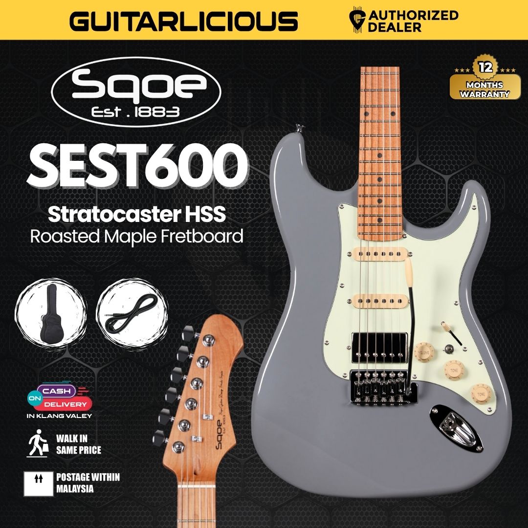 SQOE SEST600 Stratocaster Body HSS Electric Guitar, Roasted Maple Fretboard ( SEST / SEST-600 / ST 600 )