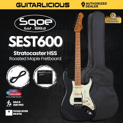 SQOE SEST600 Stratocaster Body HSS Electric Guitar, Roasted Maple Fretboard ( SEST / SEST-600 / ST 600 )