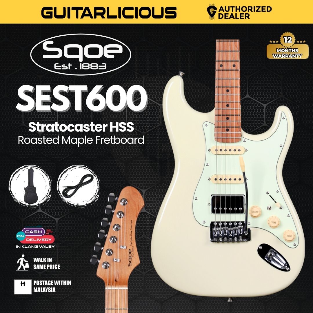 SQOE SEST600 Stratocaster Body HSS Electric Guitar, Roasted Maple Fretboard ( SEST / SEST-600 / ST 600 )