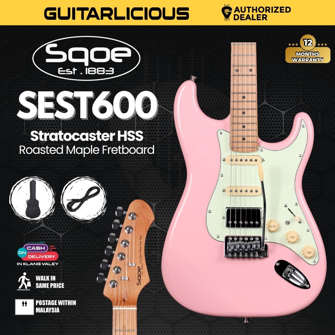 SQOE SEST600 Stratocaster Body HSS Electric Guitar, Roasted Maple Fretboard ( SEST / SEST-600 / ST 600 )