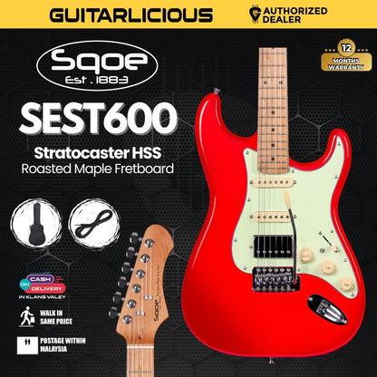 SQOE SEST600 Stratocaster Body HSS Electric Guitar, Roasted Maple Fretboard ( SEST / SEST-600 / ST 600 )