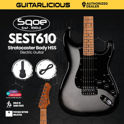 SQOE SEST610 Stratocaster Body HSS Electric Guitar, Roasted Maple Fretboard - ( SEST 610 / SEST610 / 610 )