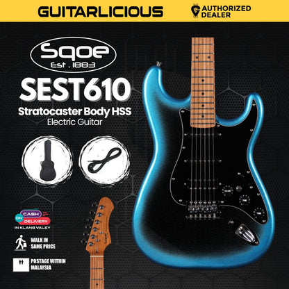 SQOE SEST610 Stratocaster Body HSS Electric Guitar, Roasted Maple Fretboard - ( SEST 610 / SEST610 / 610 )