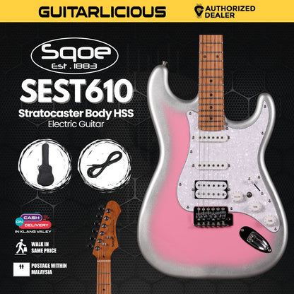SQOE SEST610 Stratocaster Body HSS Electric Guitar, Roasted Maple Fretboard - ( SEST 610 / SEST610 / 610 )