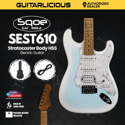 SQOE SEST610 Stratocaster Body HSS Electric Guitar, Roasted Maple Fretboard - ( SEST 610 / SEST610 / 610 )