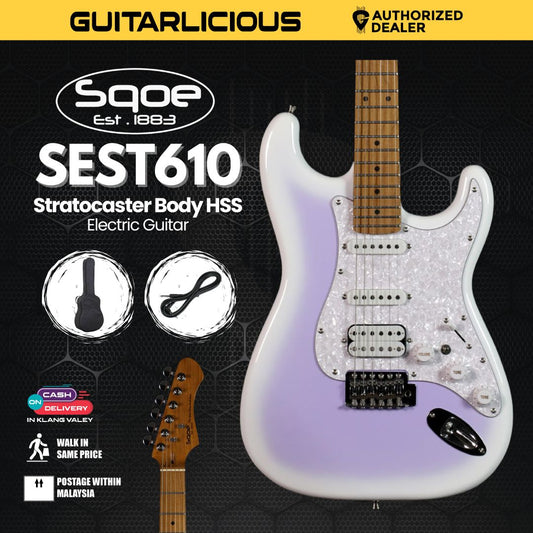 SQOE SEST610 Stratocaster Body HSS Electric Guitar, Roasted Maple Fretboard - ( SEST 610 / SEST610 / 610 )