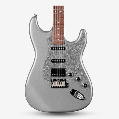 SQOE SEST700, Glitter Super Stratocaster HSS Electric Guitar with Alter Switch - Silver ( SEST-700 / SEST / SEST700-SV )