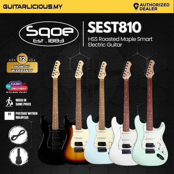 SQOE SEST810 HSS Roasted Maple Smart Electric Guitar -(Website Clearance)