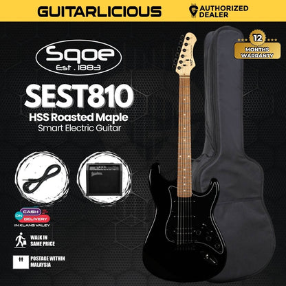 SQOE SEST810 HSS Roasted Maple Smart Electric Guitar