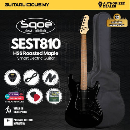 SQOE SEST810 HSS Roasted Maple Smart Electric Guitar