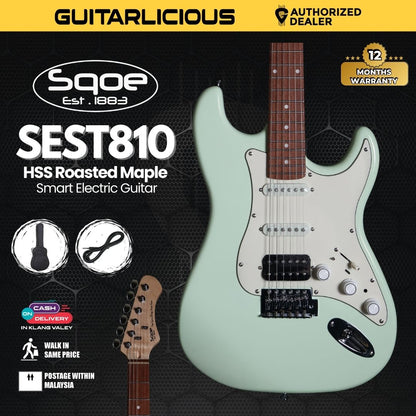 SQOE SEST810 HSS Roasted Maple Smart Electric Guitar