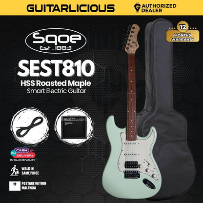 SQOE SEST810 HSS Roasted Maple Smart Electric Guitar