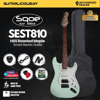 SQOE SEST810 HSS Roasted Maple Smart Electric Guitar