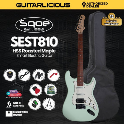 SQOE SEST810 HSS Roasted Maple Smart Electric Guitar